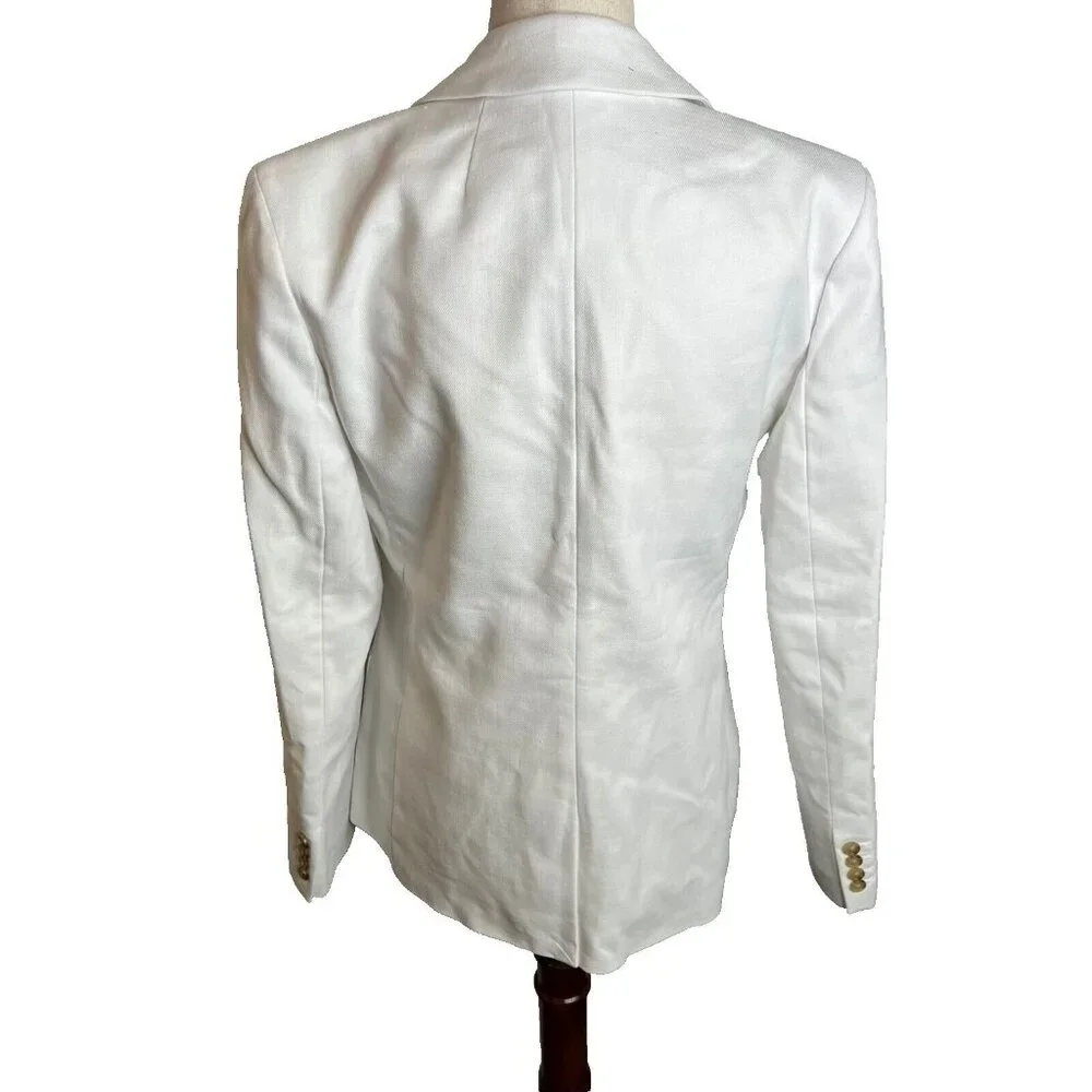 J.Crew $198 Womens Helena Blazer Stretch Linen White Size 0 BX793 - Picture 5 of 8